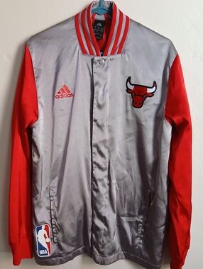 adidas Chicago Bulls Satin Bomber Jacket - Red & Silver ACCEPTING OFFERS
